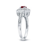 Elegant Yaffie Cluster Ring with 1/2ct Ruby and 1/3ct TW Diamond Sparkles