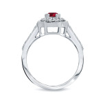 Elegant Yaffie Cluster Ring with 1/2ct Ruby and 1/3ct TW Diamond Sparkles