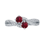 Dazzling Yaffie Ring with 1/2ct Ruby & 1/4ct TDW 2-Stone Diamonds for Engagement