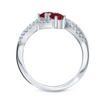 Gleaming Yaffie Gold Engagement Ring, adorned with 1/2ct Ruby and 1/4ct TDW 2-Stone Round Diamonds.