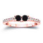 Yaffie ™ Custom-Made 2-Stone Black Diamond Engagement Ring - 1/2ct TDW in Glittering Gold
