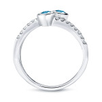 Blue Diamond Engagement Ring with 2 Round Cut Stones, Half Carat TDW - Yaffie Gold