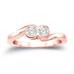 Engage in Luxurious Love with Yaffie 2-Stone Round Cut Diamond Ring - 1/2ct TDW