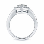 2-Stone Round Cut Diamond Halo Engagement Ring, adorned with Yaffie Gold and sparkling 1/2ct TDW.