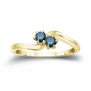 Blue Diamond Duo Engagement Ring - Yaffie Gold, 1/2ct TDW