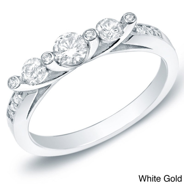 Golden Trellis 3-Stone Diamond Engagement Ring, Exquisite 1/2ct TDW