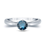 Sparkling Love: Yaffie Gold 6-Prong Blue Diamond Engagement Ring