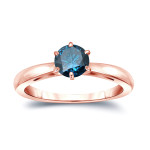 Sparkling Love: Yaffie Gold 6-Prong Blue Diamond Engagement Ring