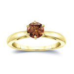 Brown Diamond Solitaire Engagement Ring - Yaffie Gold 1/2ct TDW