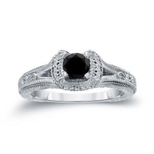 Yaffie ™ crafts bespoke Black Diamond Engagement Ring with Gold and 1/2ct TDW