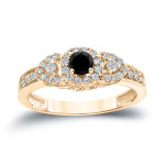 Yaffie ™ Custom-Made Black and White Diamond Engagement Ring with 1/2ct TDW in Gold