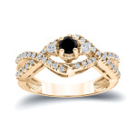 Yaffie ™ Custom-Made Black and White Diamond Engagement Ring with 1/2ct TDW in Gold