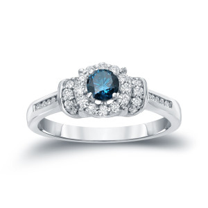 Engage in Elegance with Yaffie Blue Diamond Ring, 1/2ct Total Diamond Weight