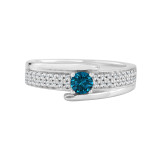 Blue Round Diamond Engagement Ring with Yaffie Gold, 1/2ct TDW