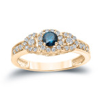 Yaffie Gold Blue & White Diamond Engagement Ring - Sparkling 1/2ct TDW