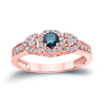 Yaffie Gold Blue & White Diamond Engagement Ring - Sparkling 1/2ct TDW