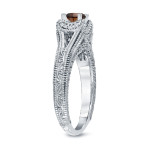 Gold engagement ring with stunning 1/2ct TDW round brown diamond by Yaffie.