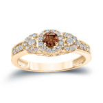 Gold and Diamond Ring with Brown and White Accents