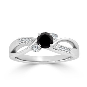 Yaffie™ Exquisite 1/2ct TDW Black Diamond Bypass Engagement Ring in Gold, Uniquely Tailored