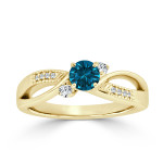 Sparkling Blue Diamond Bypass Ring by Yaffie Gold - A Perfect Engagement Choice!