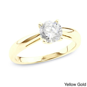 Certified Round Diamond Solitaire Ring - Yaffie Gold with 1/2ct TDW