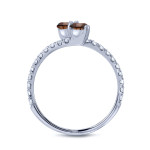 Yaffie Gold Brown Diamond Ring with Round-Cut 1/2ct TDW and 3-Prong Setting for 2 Stones