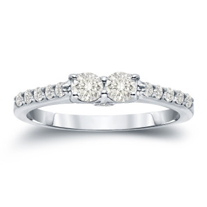 Engage with Elegance: 2-Stone Round Cut Diamond Ring in Yaffie Gold (1/2ct TDW)