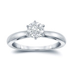 Golden Yaffie: 1/2ct TDW Round-Cut Diamond Solitaire Engagement Ring with 6 Prongs