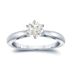 Dazzling Yaffie Gold Half Carat Round Diamond Solitaire Engagement Ring with a Secure 6-Prong Setting