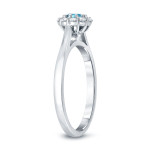 Blue Diamond Halo Engagement Ring with Yaffie Gold and 1/2ct TDW Round Cut
