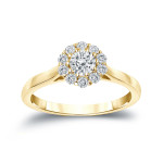 Sparkling Love: Yaffie Gold Exquisite 1/2ct TDW Round-cut Diamond Halo Ring