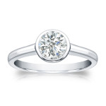 Gold Engagement Ring with 1/2ct TDW Round-cut Diamond in Bezel Setting by Yaffie