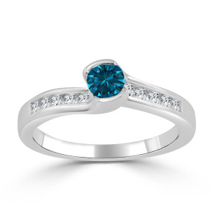 Blue Diamond Tension 1/2ct Engagement Ring - Yaffie Gold