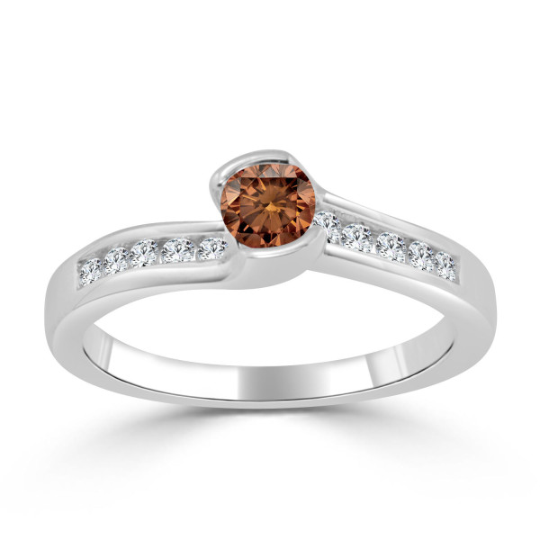 Gold Tension Engagement Ring with 1/2ct TDW Brown Diamond by Yaffie
