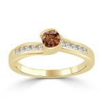 Gold Tension Engagement Ring with 1/2ct TDW Brown Diamond by Yaffie