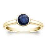 Blue Sapphire Solitaire Bezel Ring in Yaffie Gold with 1/2ct TW Round Gemstone