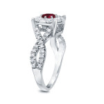 Ravishing Yaffie Gold Ruby & Diamond Engagement Ring (0.33ct & 0.75ct TDW)