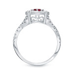 Golden Yaffie Cluster Ring Set with Braided Diamonds and 1/3ct Ruby centerpiece, weighing 7/8ct in total.