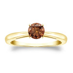 Gold Yaffie Brown Diamond Solitaire Engagement Ring - 1/3ct TDW