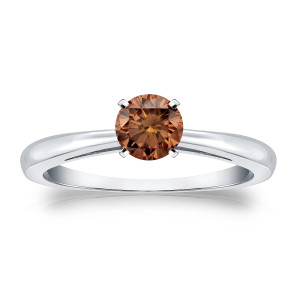 Gold Yaffie Brown Diamond Solitaire Engagement Ring - 1/3ct TDW