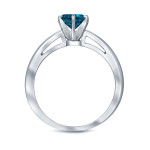 Blue Diamond Solitaire Engagement Ring with Yaffie Gold 1/3ct TDW and a timeless 6-Prong Round Cut.