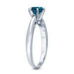 Blue Diamond Solitaire Engagement Ring with Yaffie Gold 1/3ct TDW and a timeless 6-Prong Round Cut.