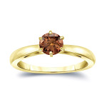 Sparkle in Earthy Elegance: Yaffie Gold Brown Diamond Solitaire Ring