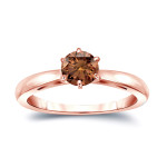 Sparkle in Earthy Elegance: Yaffie Gold Brown Diamond Solitaire Ring
