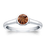 Bezel Brown Diamond Solitaire Ring by Yaffie Gold