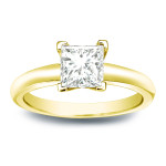 V-End Solitaire Engagement Ring with Princess-Cut 1/3ct TDW Gold Diamond by Yaffie