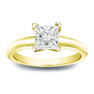Say 'Yes' to Yaffie Gold Princess-cut Diamond V-end Engagement Ring