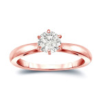Golden Yaffie: The Perfect 6-Prong Solitaire Engagement Ring with 1/3ct TDW Round-Cut Diamond.