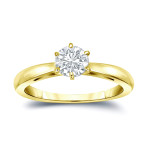 Gold Yaffie Engagement Ring with 1/3ct Round-Cut Diamond in 6-Prong Setting