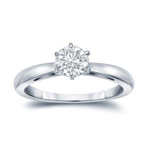 Gold Yaffie 6-Prong Round-Cut Diamond Engagement Ring with 1/3ct TDW
